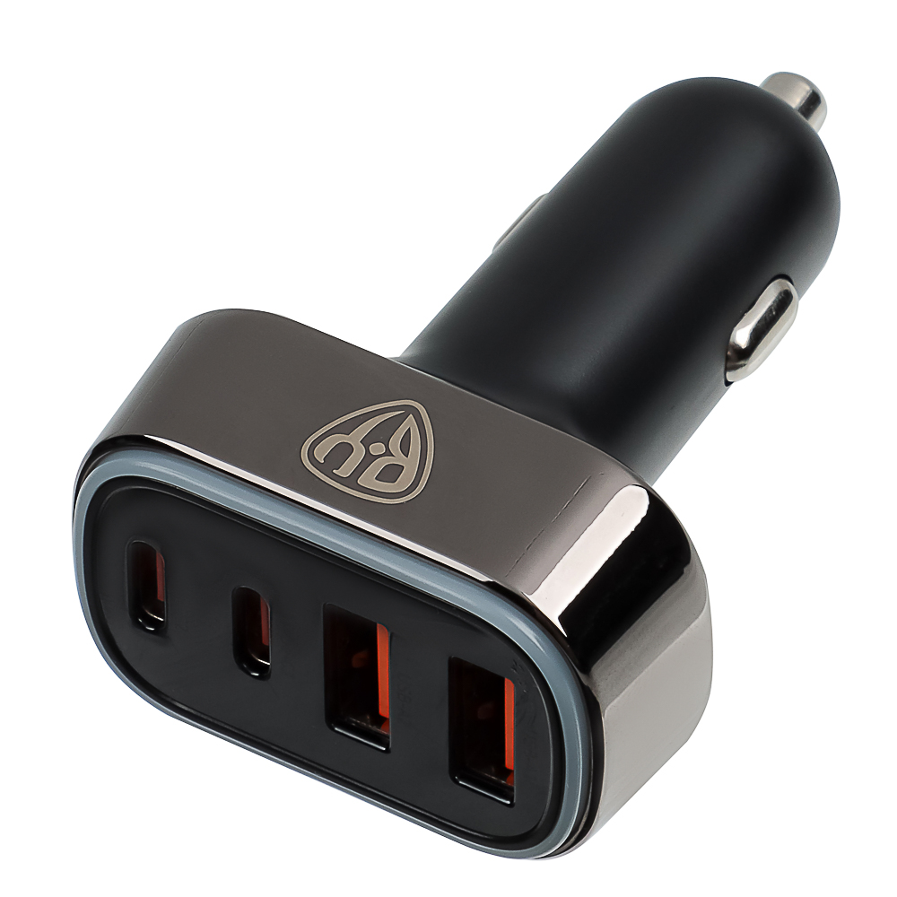 BY Зарядное устройство с подсветкой 12/24 В, 70 Вт QC, PD 2*Type-c/2*USB-A, алюминий, пластик - #5