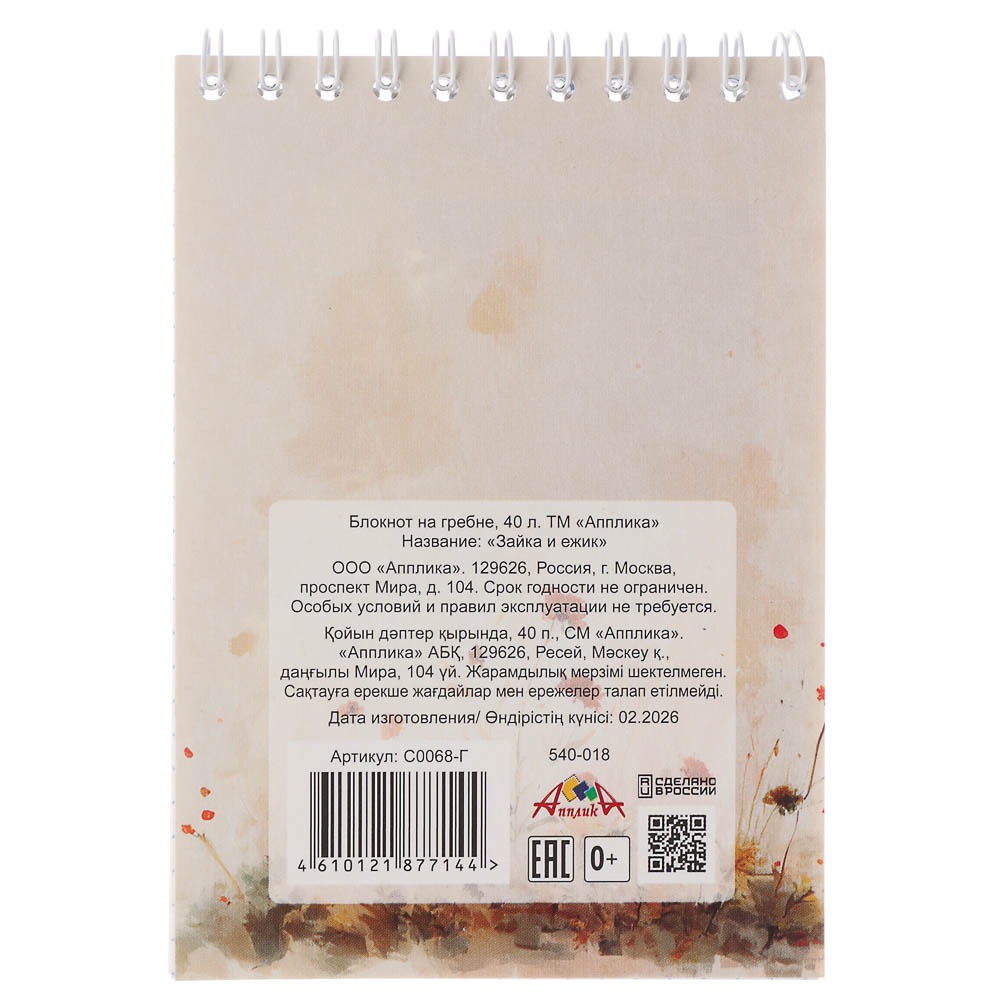 Блокнот А6, 40л., офсет, обложка картон, спираль, в клетку, 9 диз. - #4