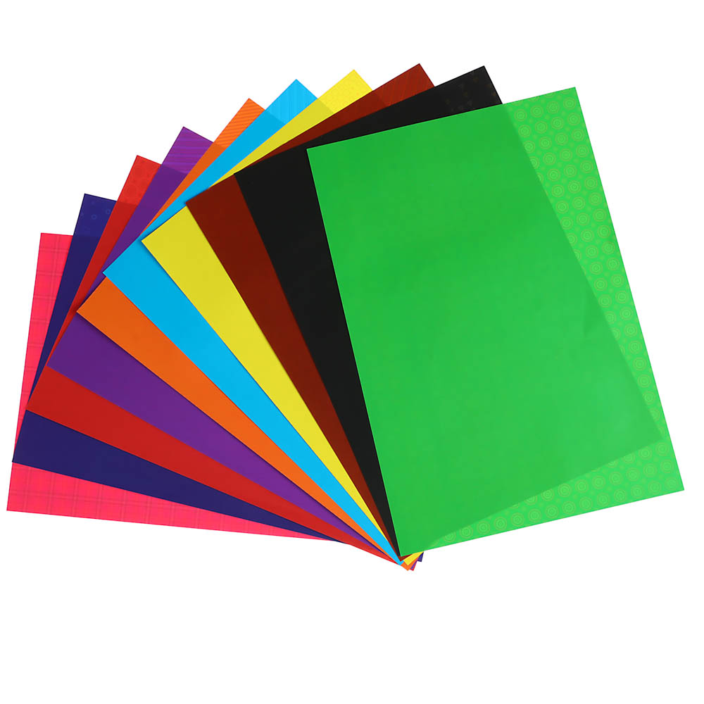 Бумага цветная FLOMIK мелованная с узорами, А4, 2-сторонняя, 10 цветов, 10 листов - #4
