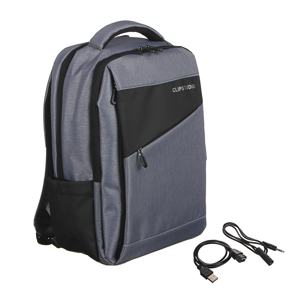Рюкзак подростковый, 45х32x19см, 2 отд, 3 карм, ПЭ, иск.кожа,спинка с эрг.элем.,USB, 4 цвета - #2