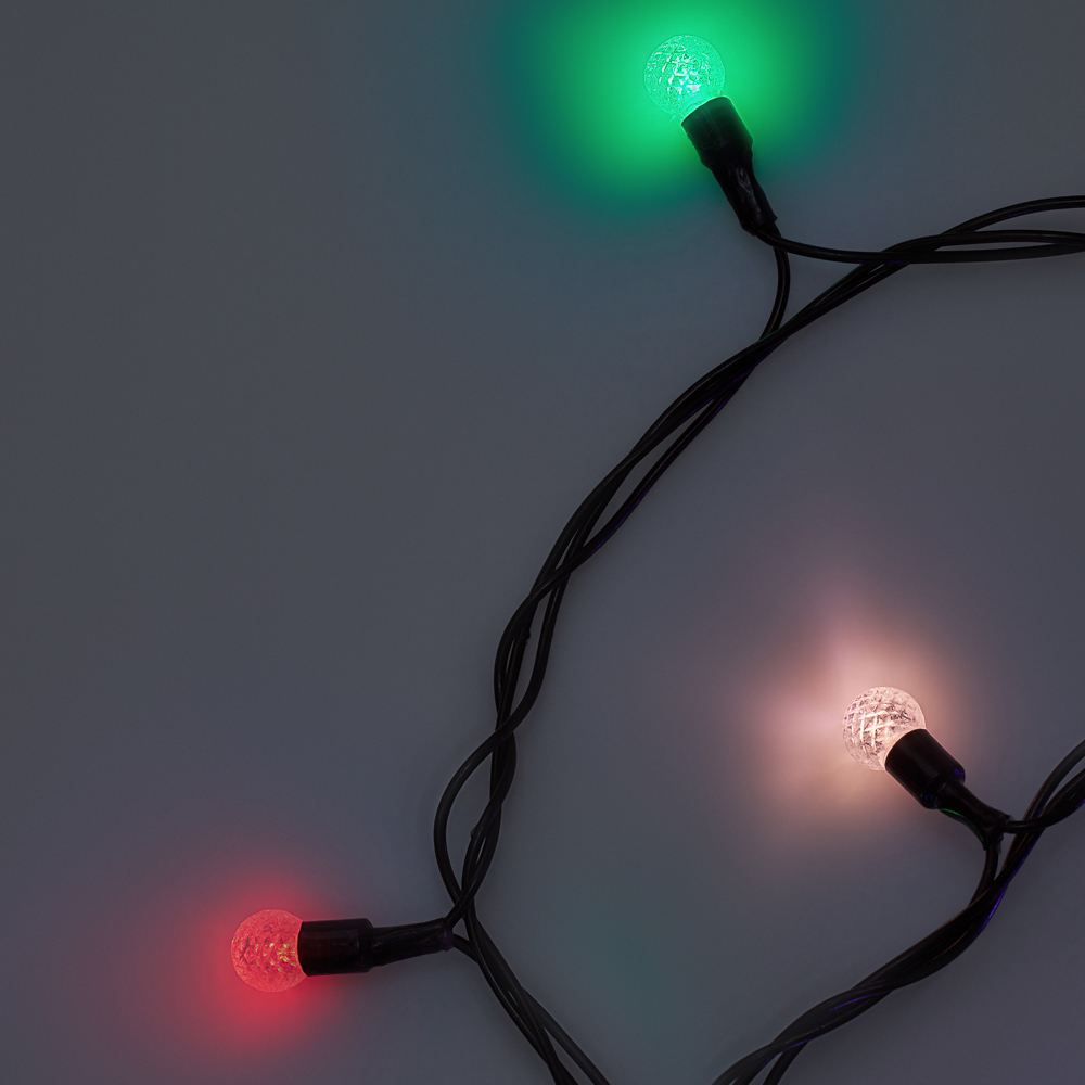 СНОУ БУМ Гирлянда эл. улич. с насадками "Шарики", 10м,100LED, мульти, 8 реж, ПВХ черный, 220В - #9