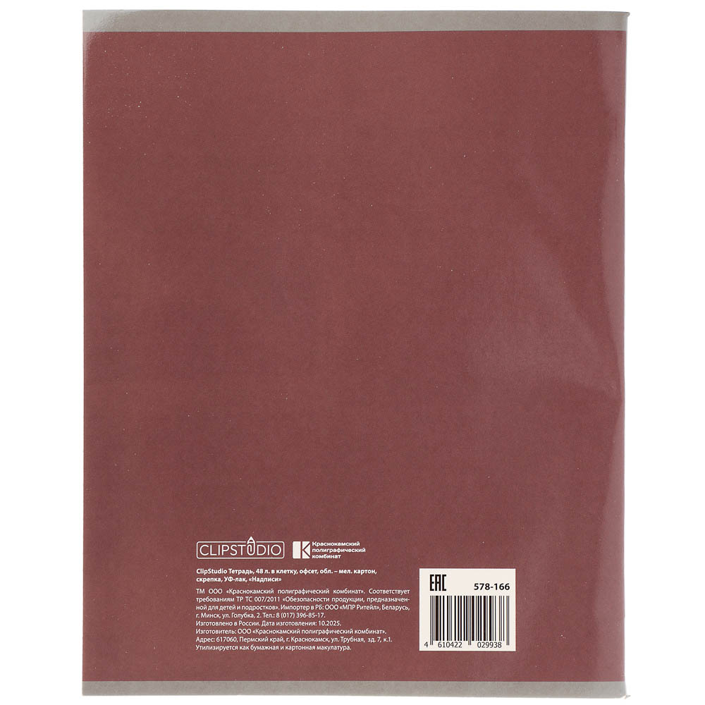 ClipStudio Тетрадь 48л. в клетку, офсет, обл. мел.картон, скрепка, УФ-лак, "Надписи" 4 диз. - #8