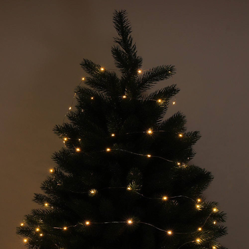 СНОУ БУМ Гирлянда эл. нить росы, 10м, 100LED, шампань, 8 режимов, провол. серебр. цвет, 3хАА - #8