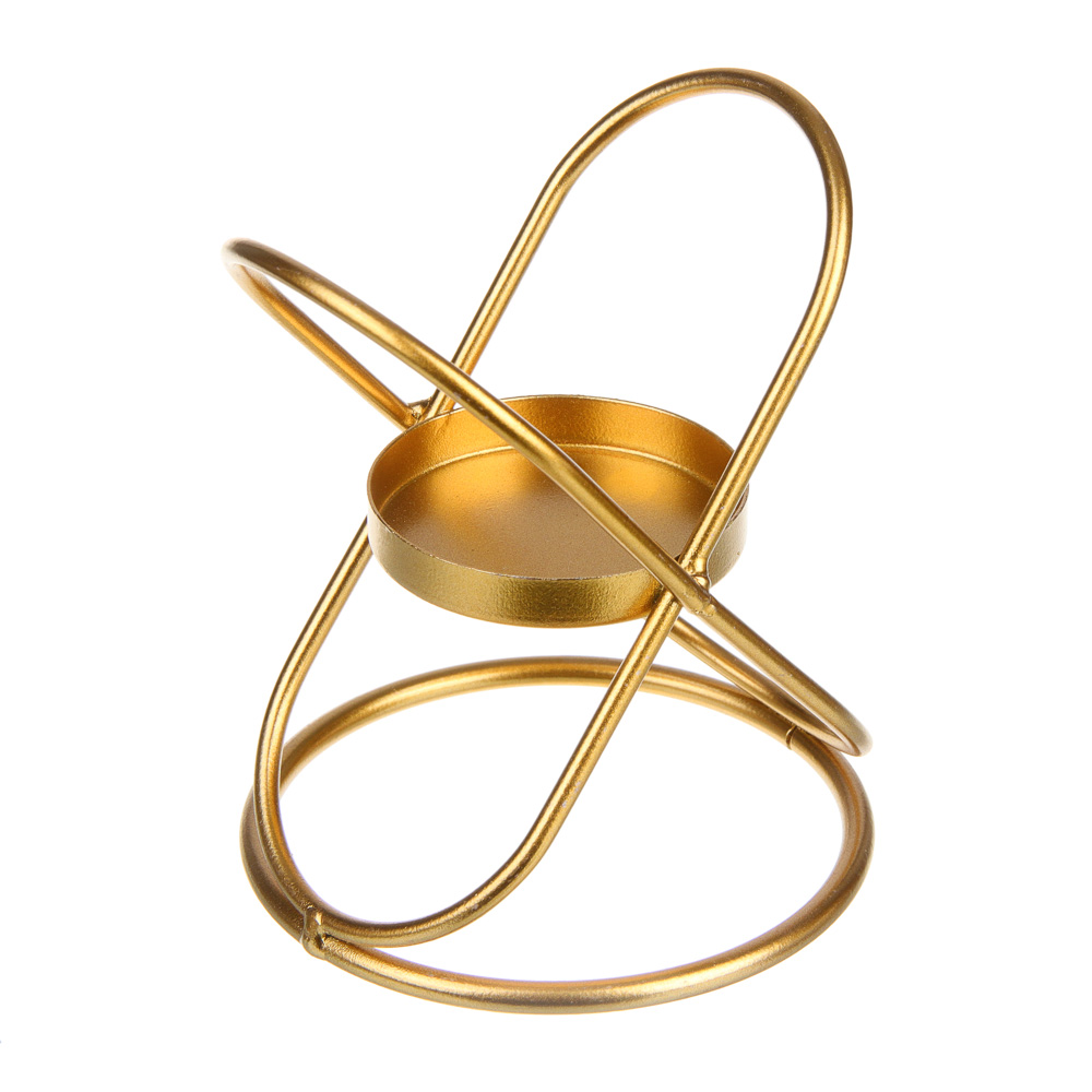 Подсвечник металл, 9х9х10 см, цвет золотой - #1