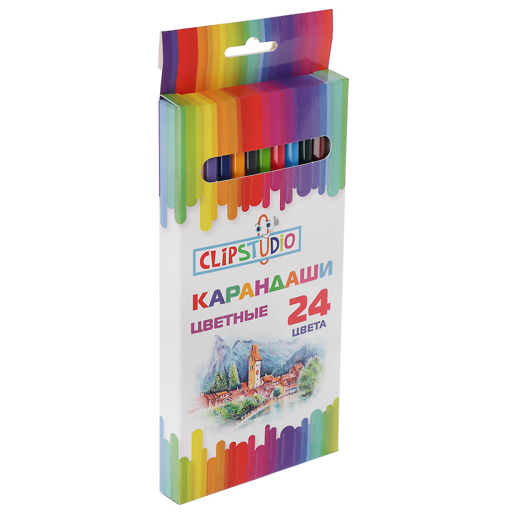 Карандаши 24цв. ClipStudio шестигранные заточ., пластик, улучшенное письмо, в карт.коробке - #6