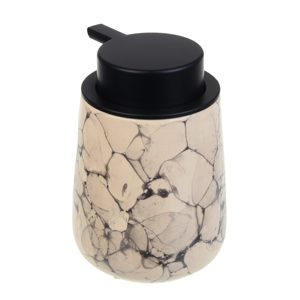 VETTA Дозатор для жидкого мыла, 320 мл, 13x9x9 см, керамика, "Космос", мрамор молочный - #4