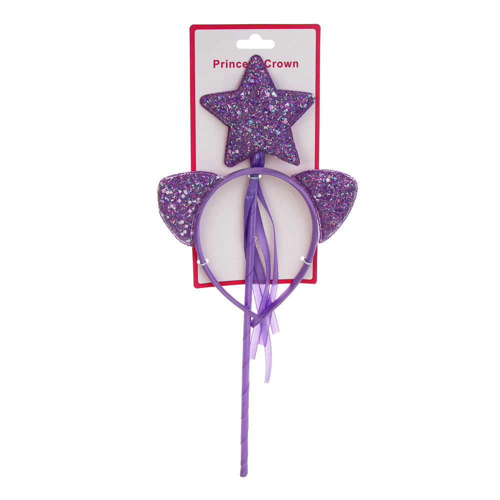 Набор 2 предмета (ободок и волшебная палочка), полиэстер, пластик, 5 дизайнов - #11