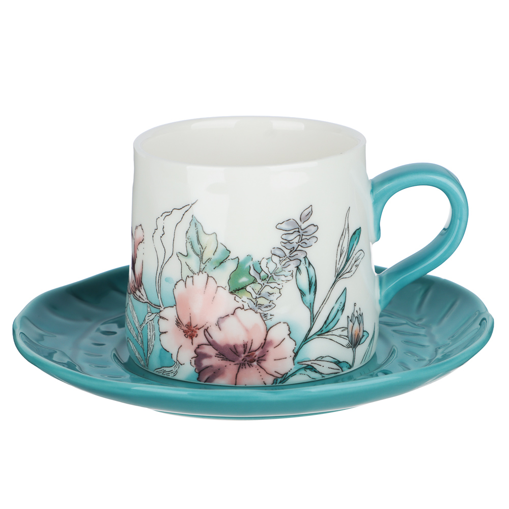 Набор чайный 2 пр., 180мл, MILLIMI, Аквамарин, фарфор - #1