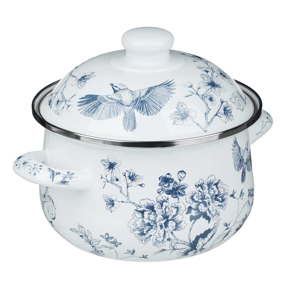 Кастрюля эмалированная тм VETTA Флорал, 18см, 2л, индукция - #2