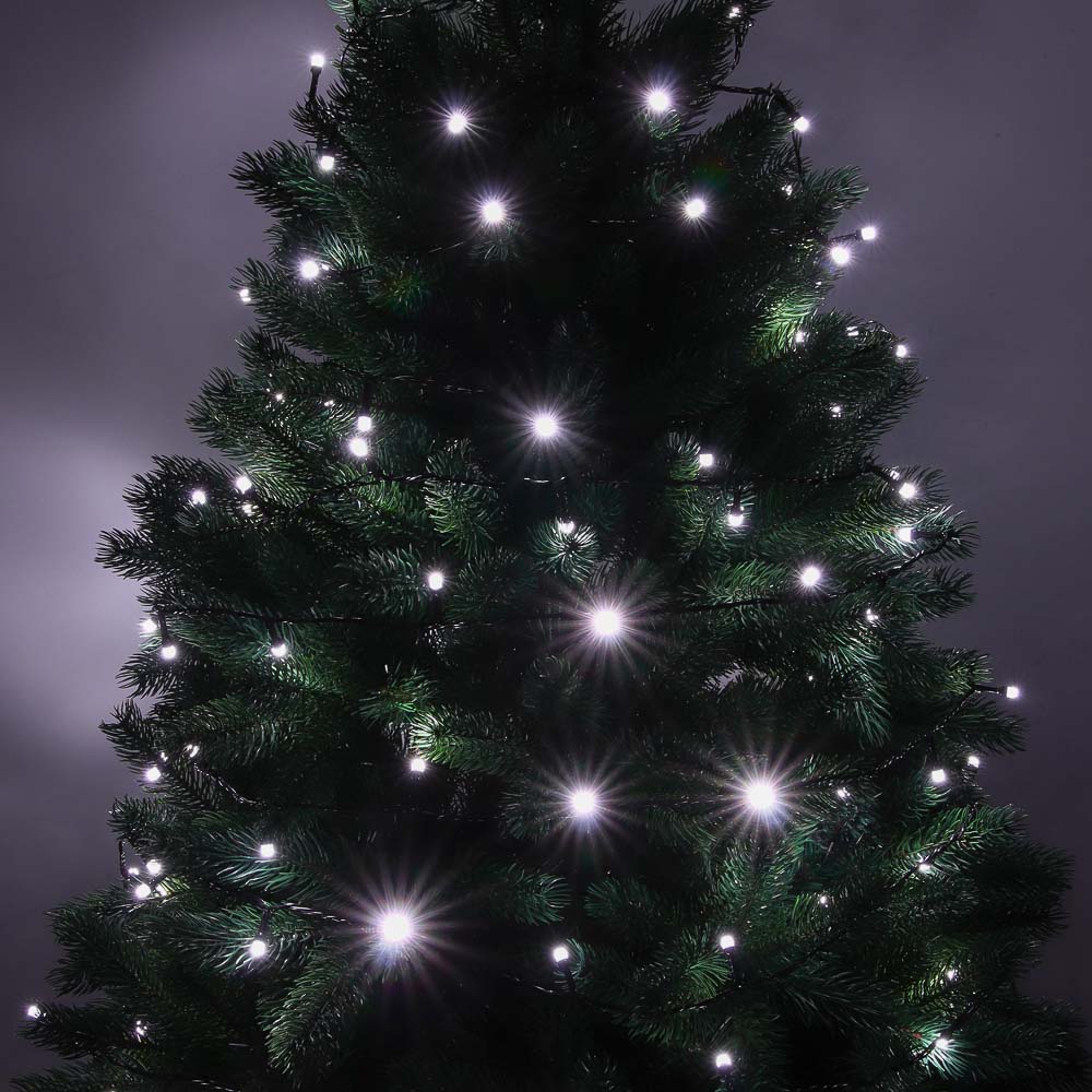 СНОУ БУМ Гирлянда эл. вьюн 10м, 100LED, "Алмазная" насадка, белый, 8 режимов, ПВХ черный, 220В - #8