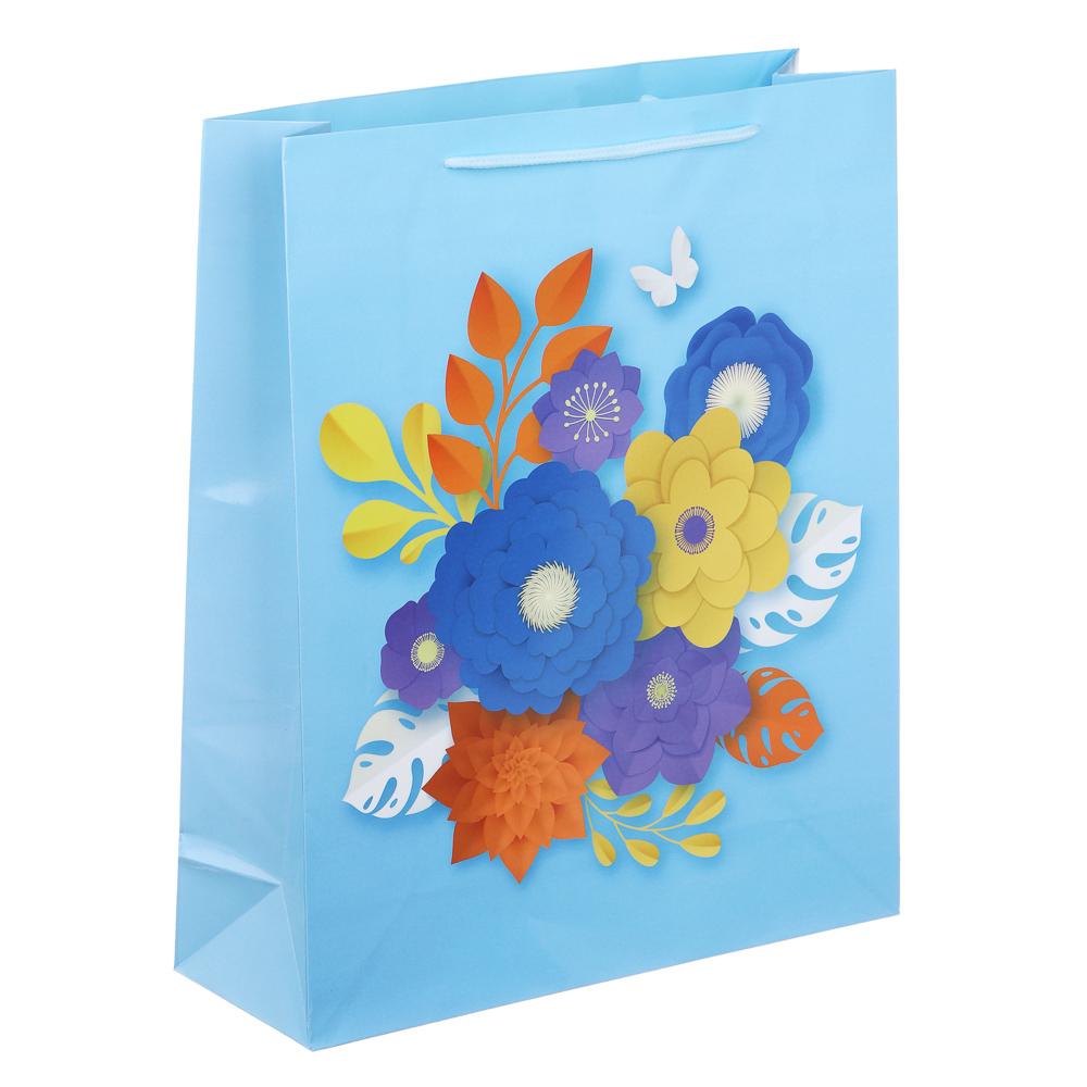 LADECOR Пакет подарочный бумажный, 26x32x9 см, 4 дизайна, Цветы - #2