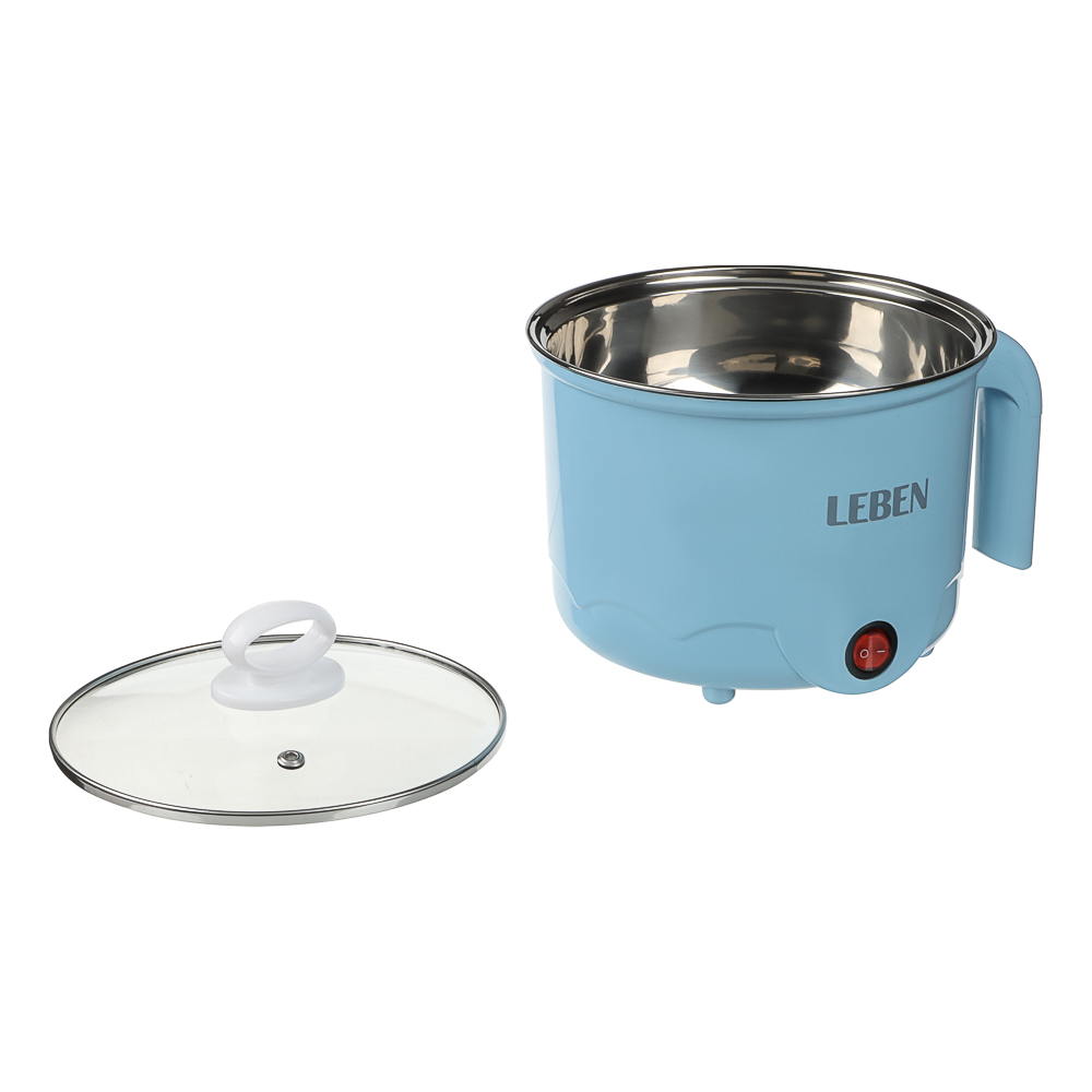 LEBEN Миниварка, 1,7л, 600Вт, двойная стенка, нерж. сталь, пластик, металл, голубой - #6