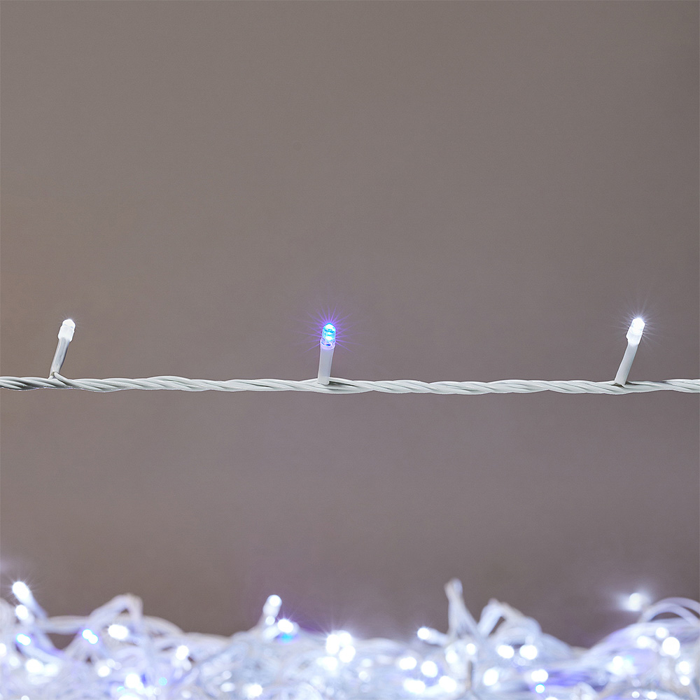 СНОУ БУМ Гирлянда эл. вьюн 20м, 200 LED*белый, мерцание 20LED*синий, ПВХ белый, коннектор, 220В - #11