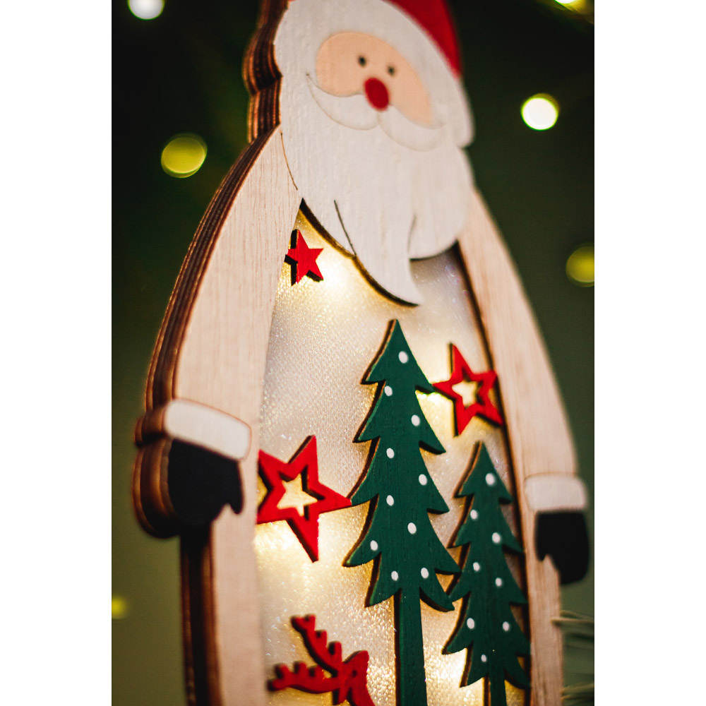 СНОУ БУМ Сувенир новогодний декор с LED подсветкой, 12x28 см, дерево, пластик - #6