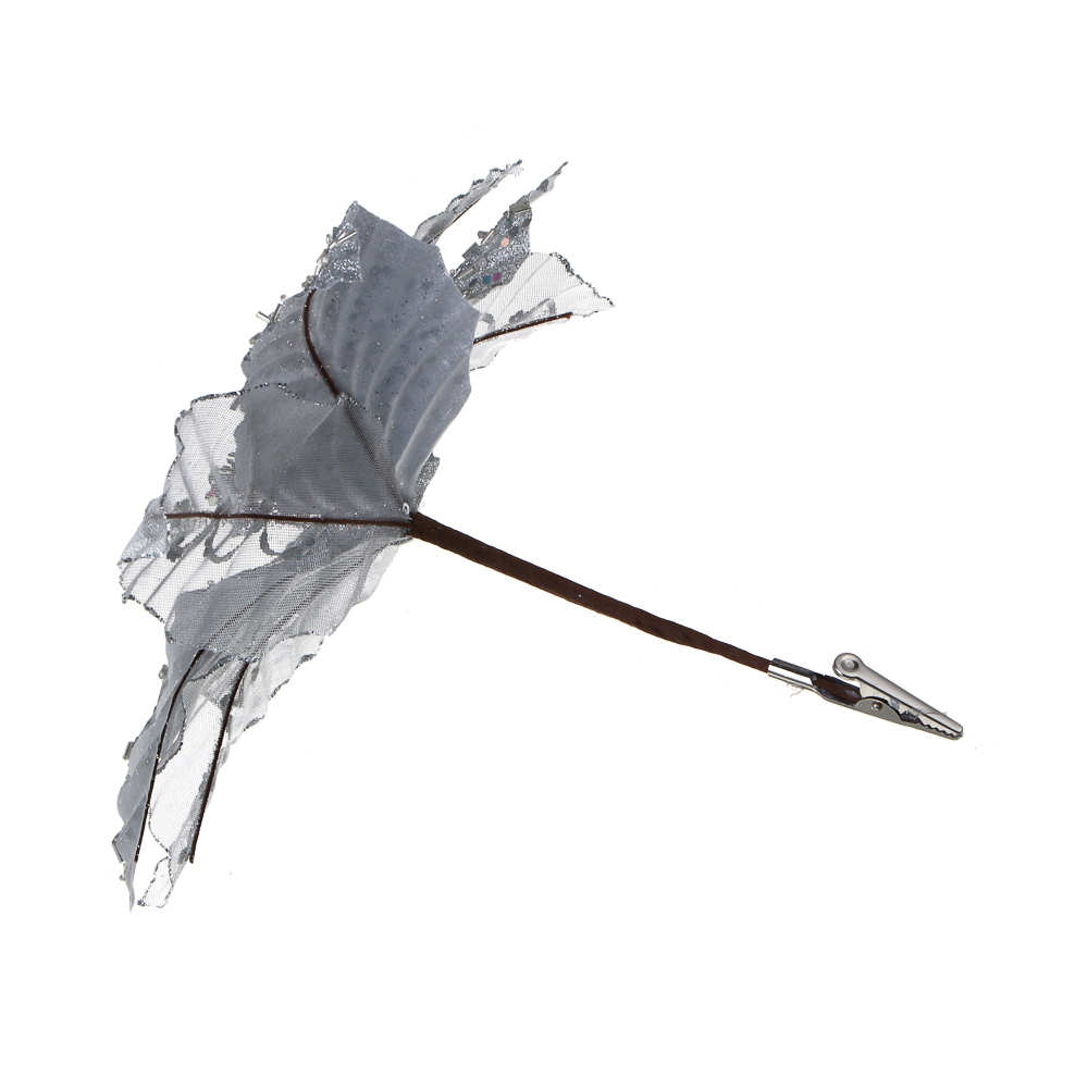 СНОУ БУМ Пуансетия 20 см на прищепке (9 лепестков), глиттер, металл, полиэстер, 26-524 - #4