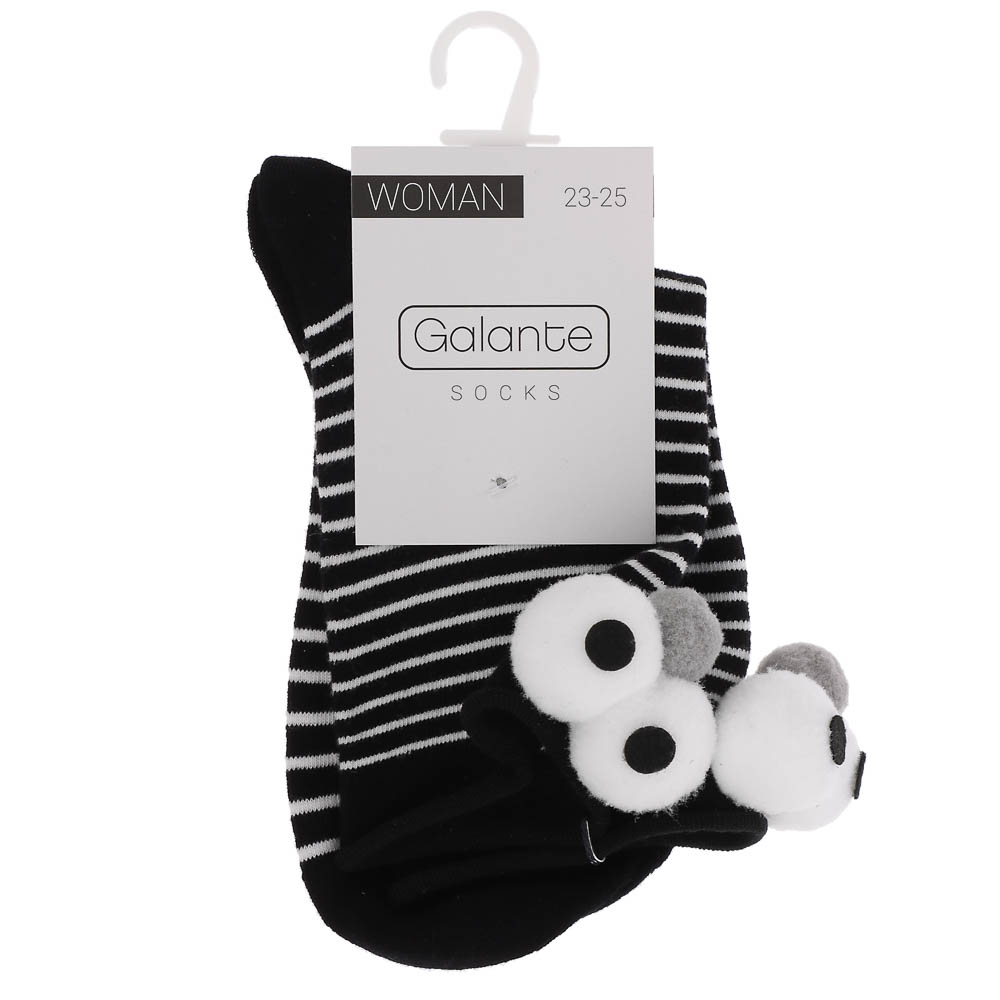 Носки женские с декором, тм GALANTE, р. 23-25, 80% хлопок, 20% полиэстер, разноцветные - #9