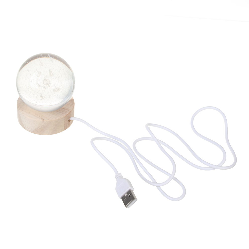 Светильник LED, USB, стекло, дерево, теплый свет, 6х7,5см - #3