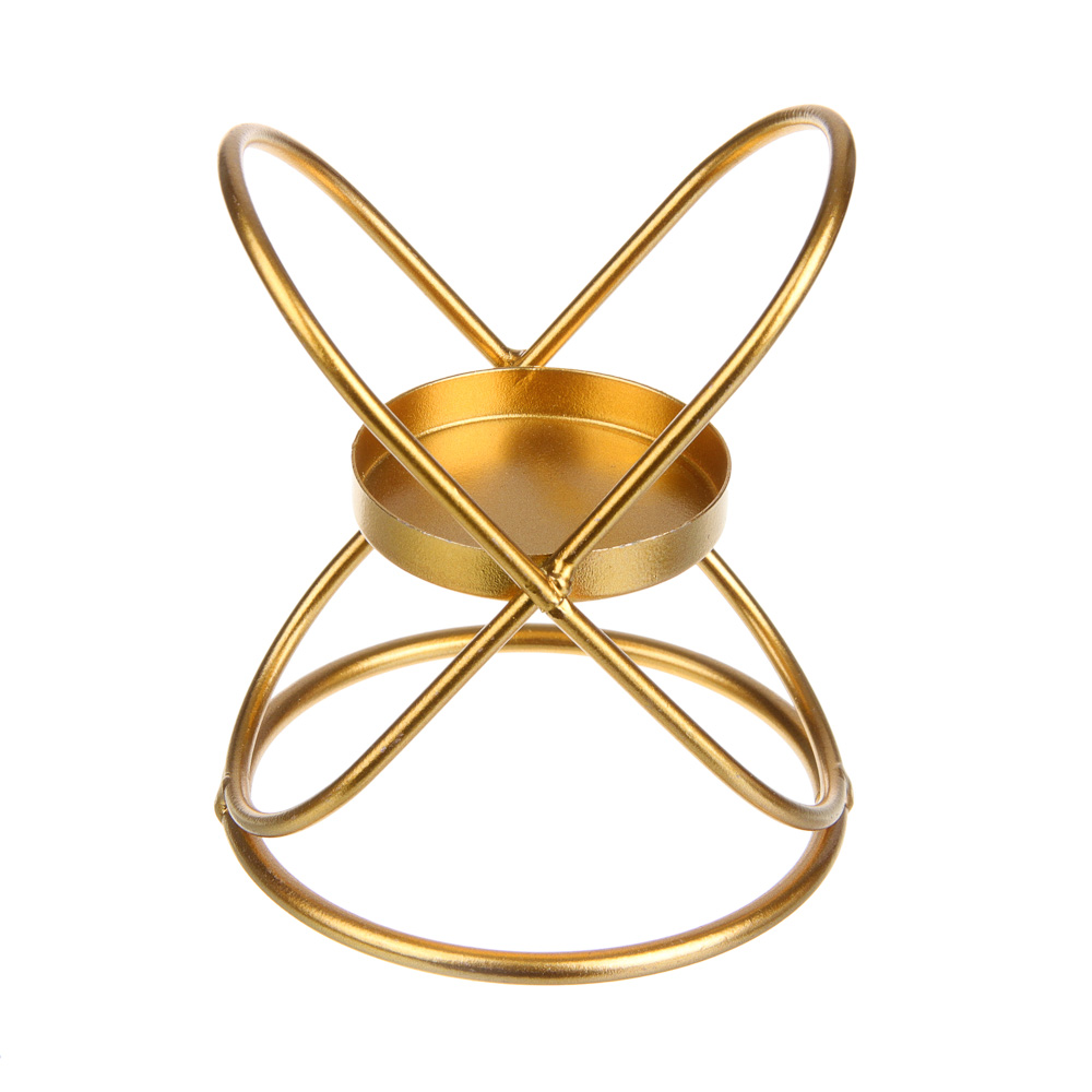 Подсвечник металл, 9х9х10 см, цвет золотой - #2