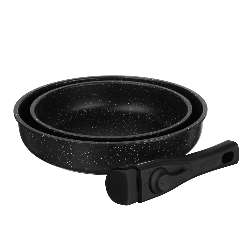 SATOSHI Анси Набор посуды 3пр, сковорода 20;24 см.+съем. ручка, антиприг. покрытие мрамор, индукция - #2