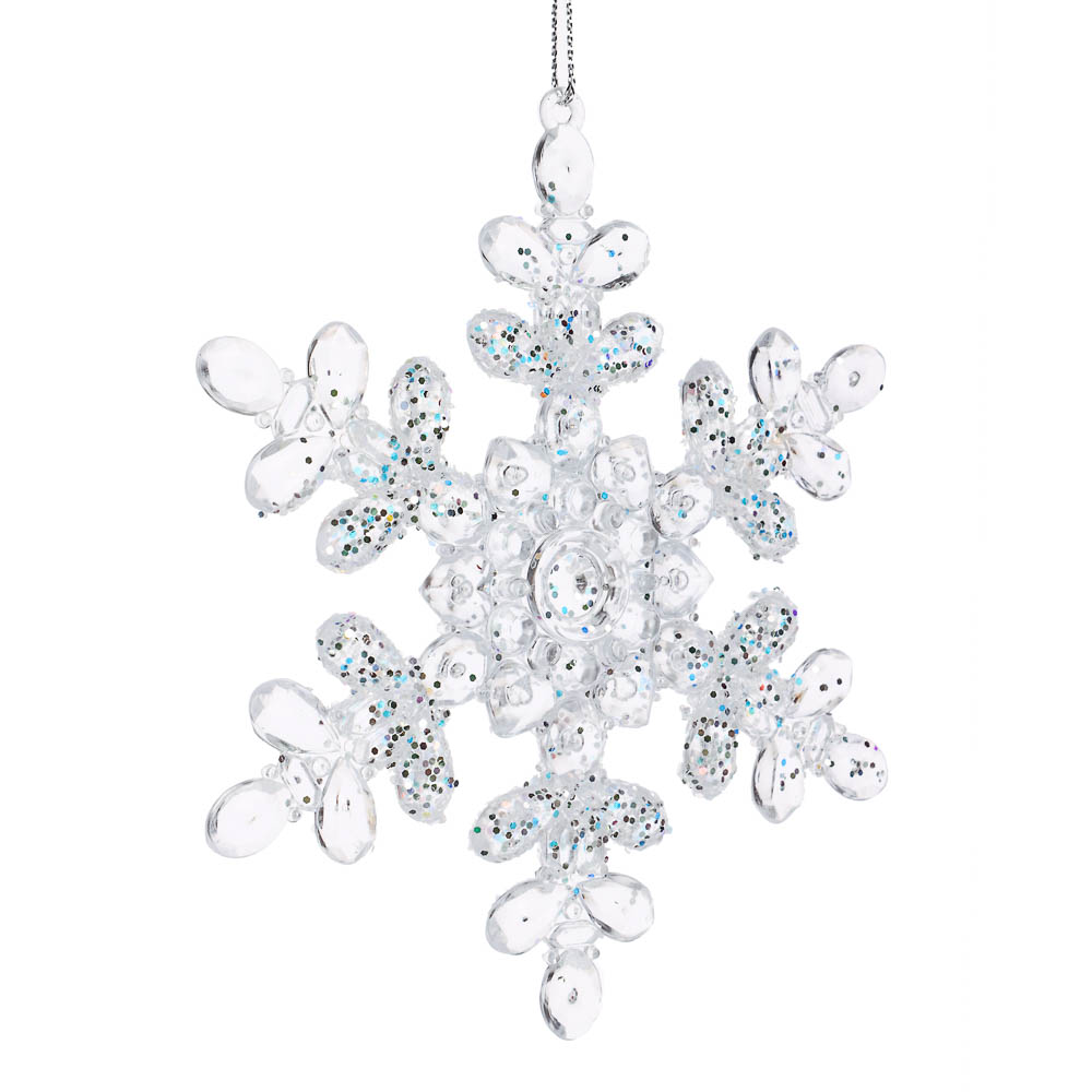 СНОУ БУМ Подвеска декоративная "Снежинка", 14x13.5 см, акрил, глиттер - #2