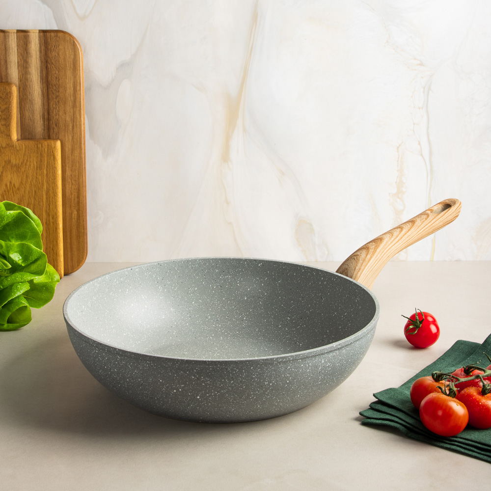 SATOSHI Берг Вок литой d28см, антипригарное покрытие Мрамор, индукция - #9