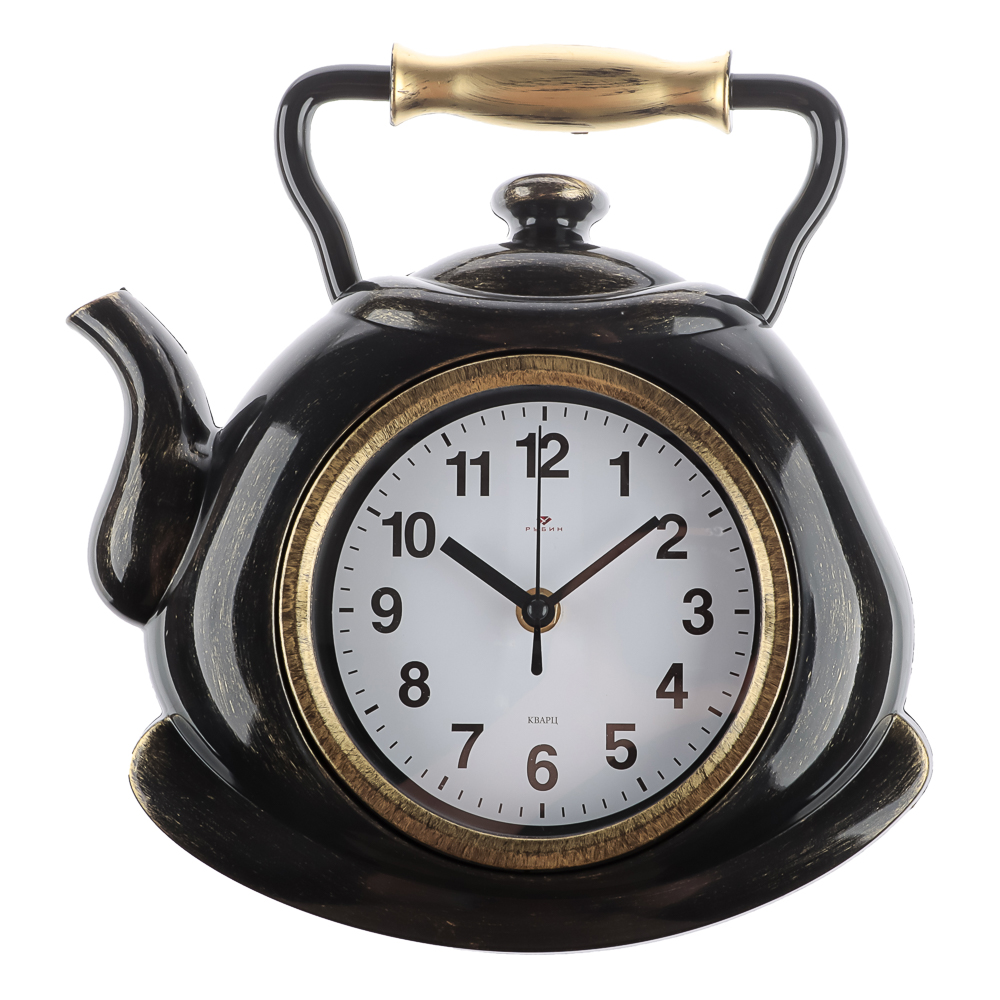Часы настенные чайник 27х28,5 см, корпус черный с золотом "Классика", арт.3129-006 - #1