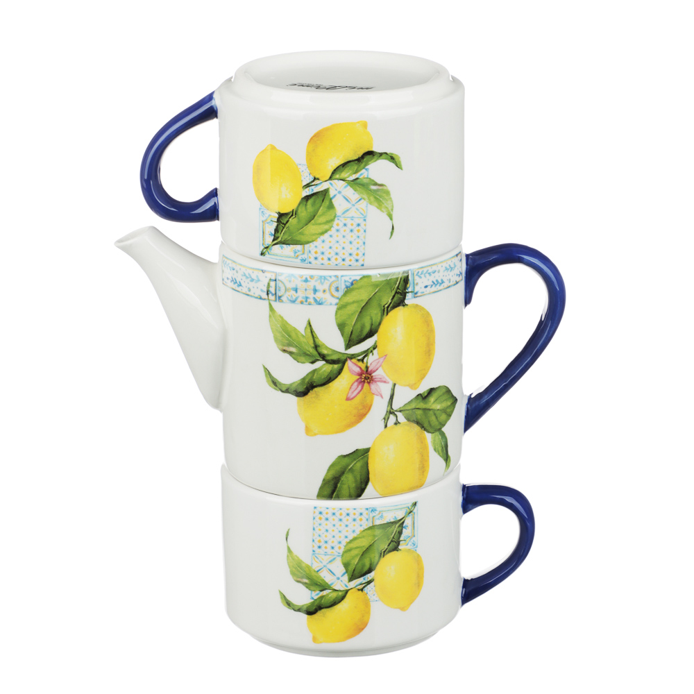 MILLIMI Лимоны Чайный набор на 2 персоны, 400мл, 200мл, 3пр., керамика - #2