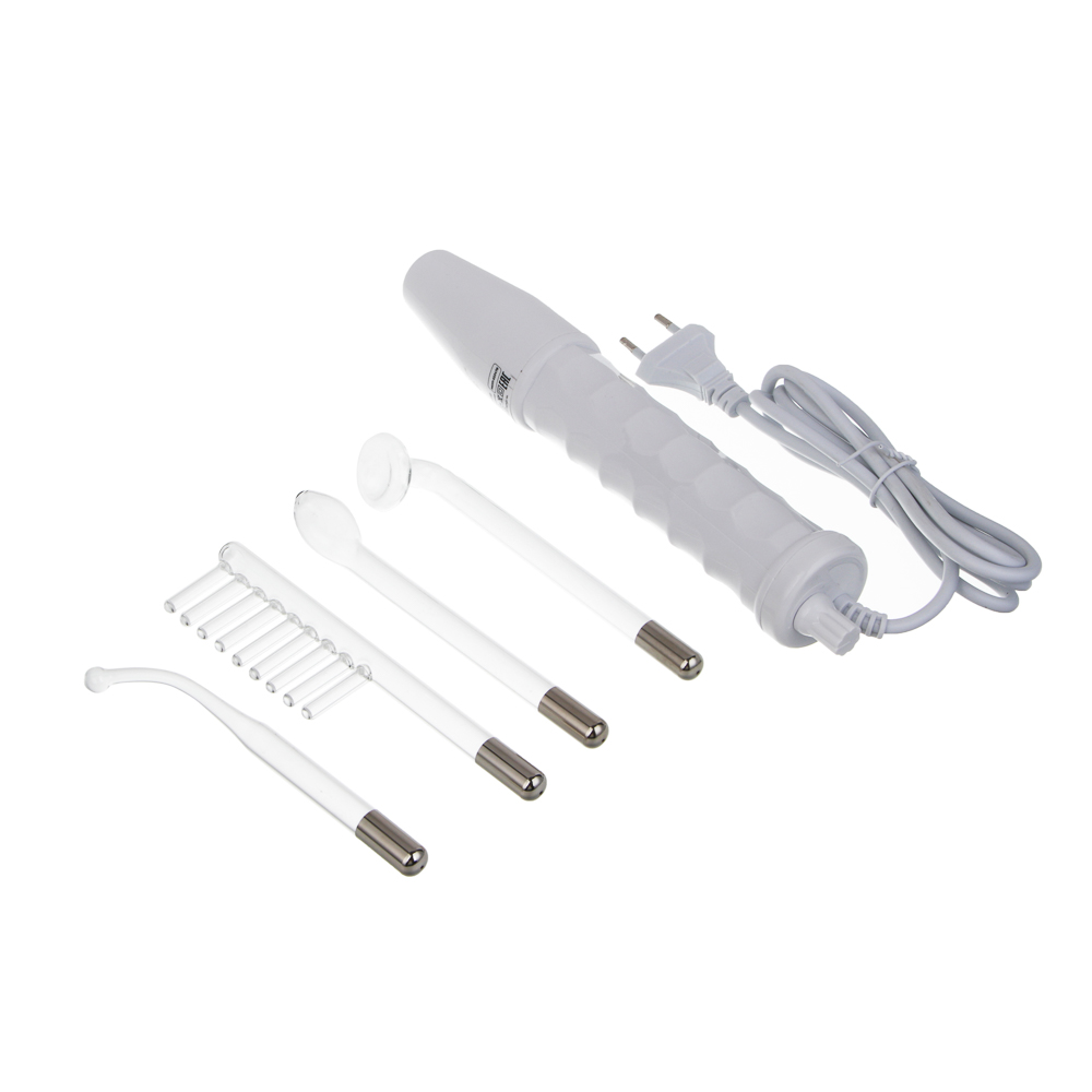 LEBEN Массажер импульсный Дарсонваль для лица, тела и волос, 30 Вт, 4 насадки, 220в, белый - #1