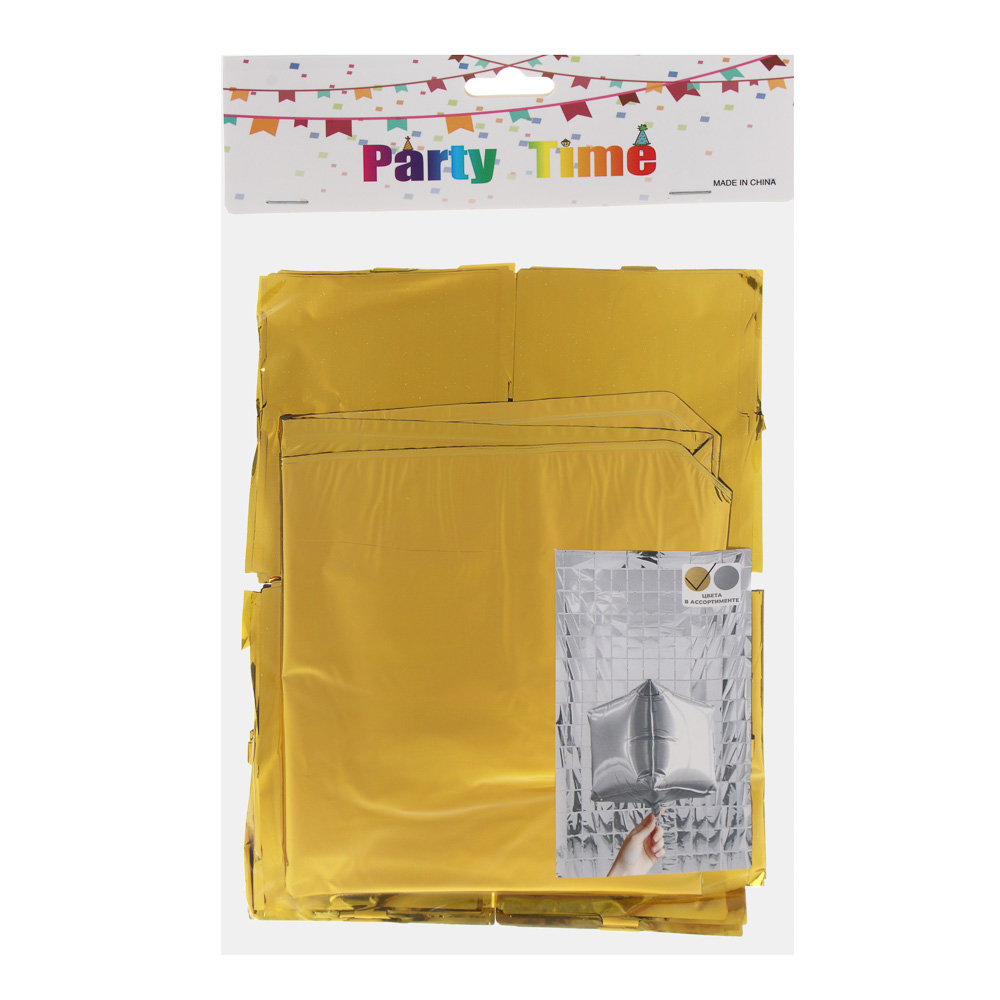 Набор для фотозоны тм Fntastic: занавес-фон 1x2 м, шарик, фольга, золото, серебро - #7