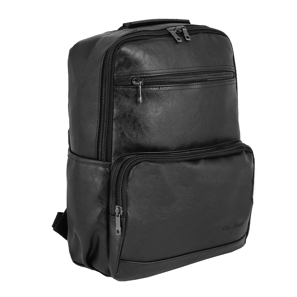Рюкзак универсальный 40x28x13см, 1 отделение, 4 кармана, искусственная кожа, черный - #2