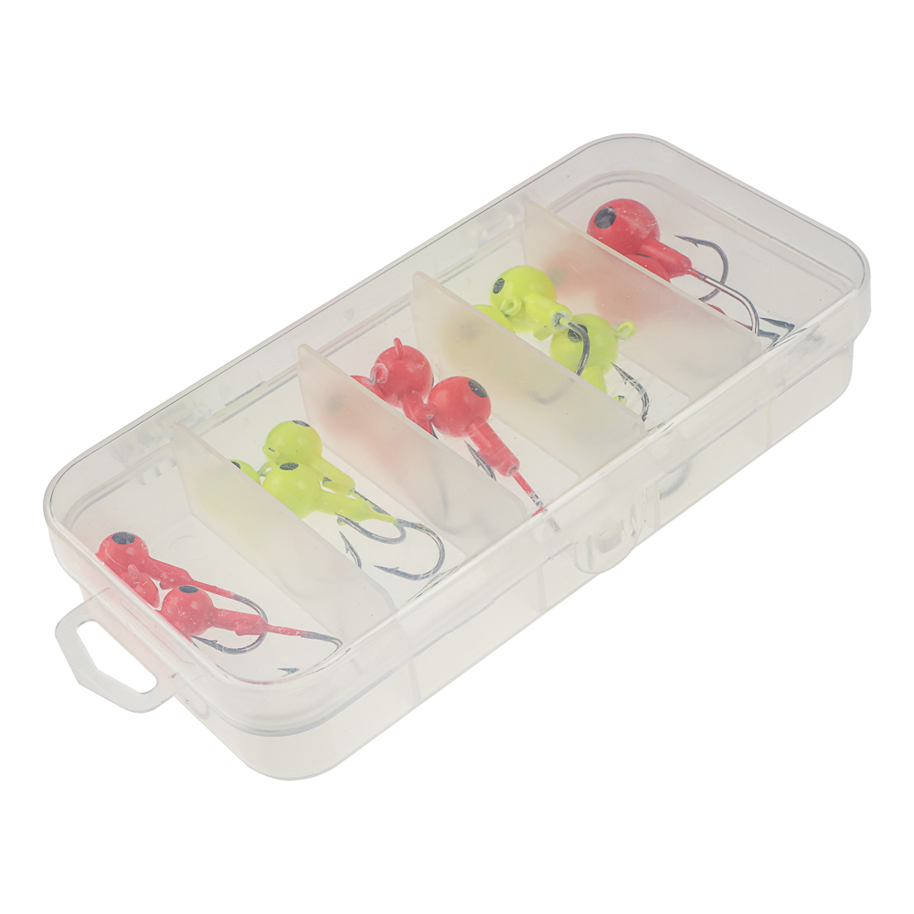 Набор разноцветных джиг головок в коробке тм AZOR FISHING, 15шт, 3,5,7,10,12гр - #4