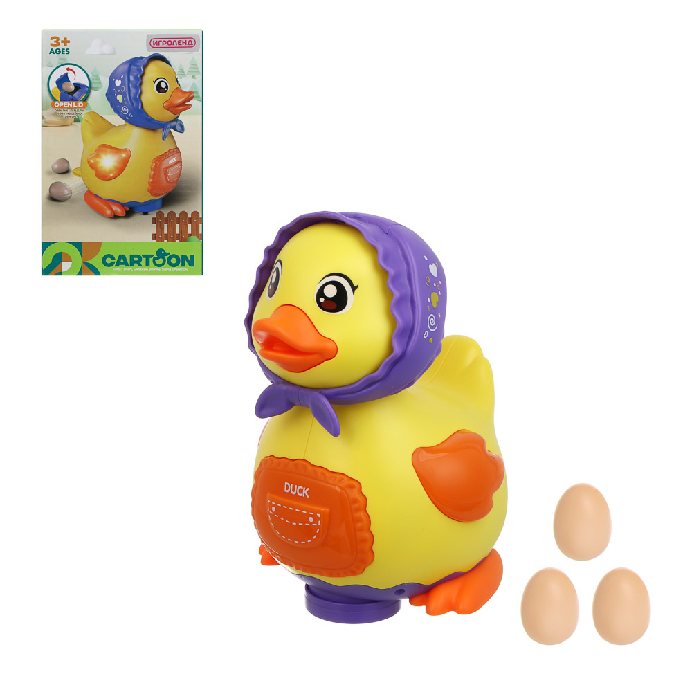ИГРОЛЕНД Игрушка интерактивная ползунок "Утка-несушка", звук, ABS, 3хААА, 12х12х18,5 см - #1