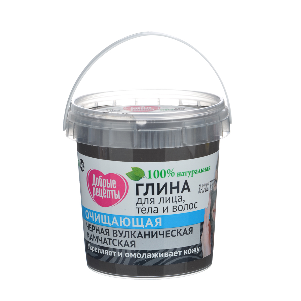 Маска для лица,тела и волос"Добрые Рецепты"черная камчатская,белая валдайская глина 155мл,арт 7876 - #2