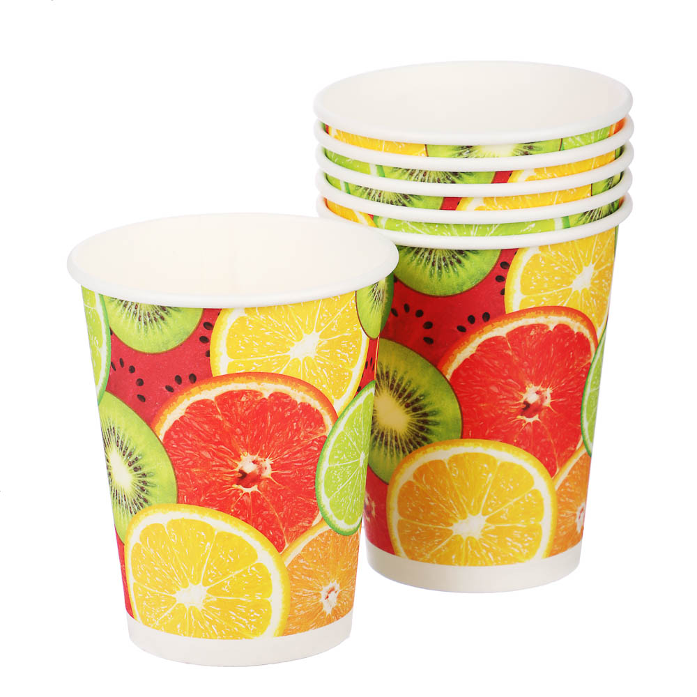 Набор бумажных одноразовых стаканов 6 шт, 250 мл, диз. 3 - #1