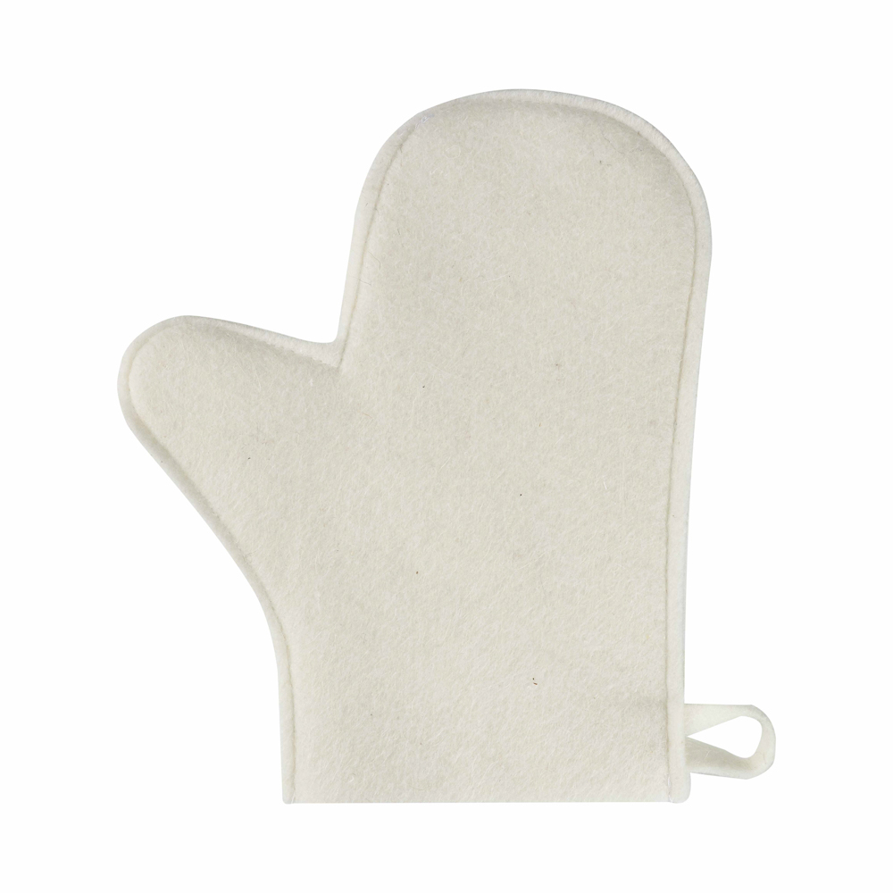 Набор банный ЭКОНОМ 3 предмета (шапка, коврик, рукавица) в пакете, войлок белый/серый - #7