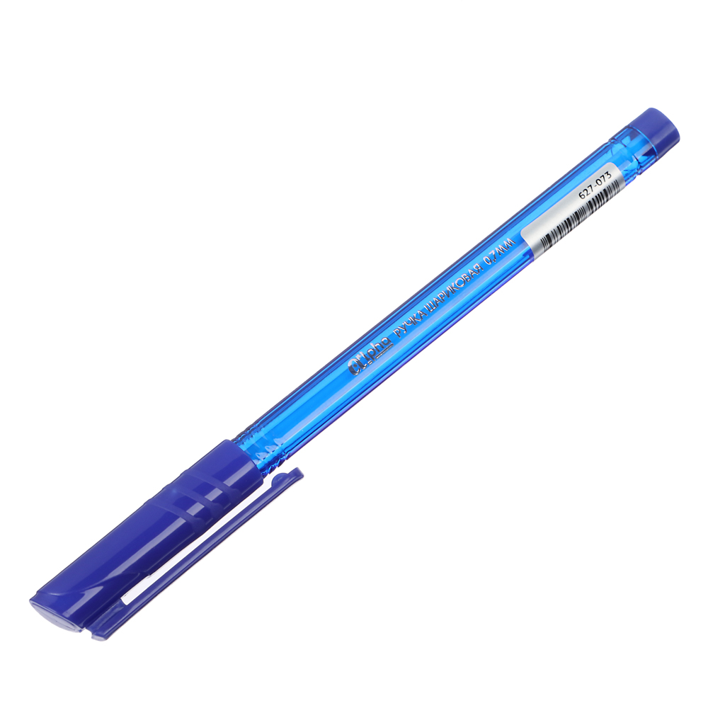 Ручка шариковая синяя "Альфа", с тонированным трехгранным корпусом, 0,7 мм, инд. маркировка - #1