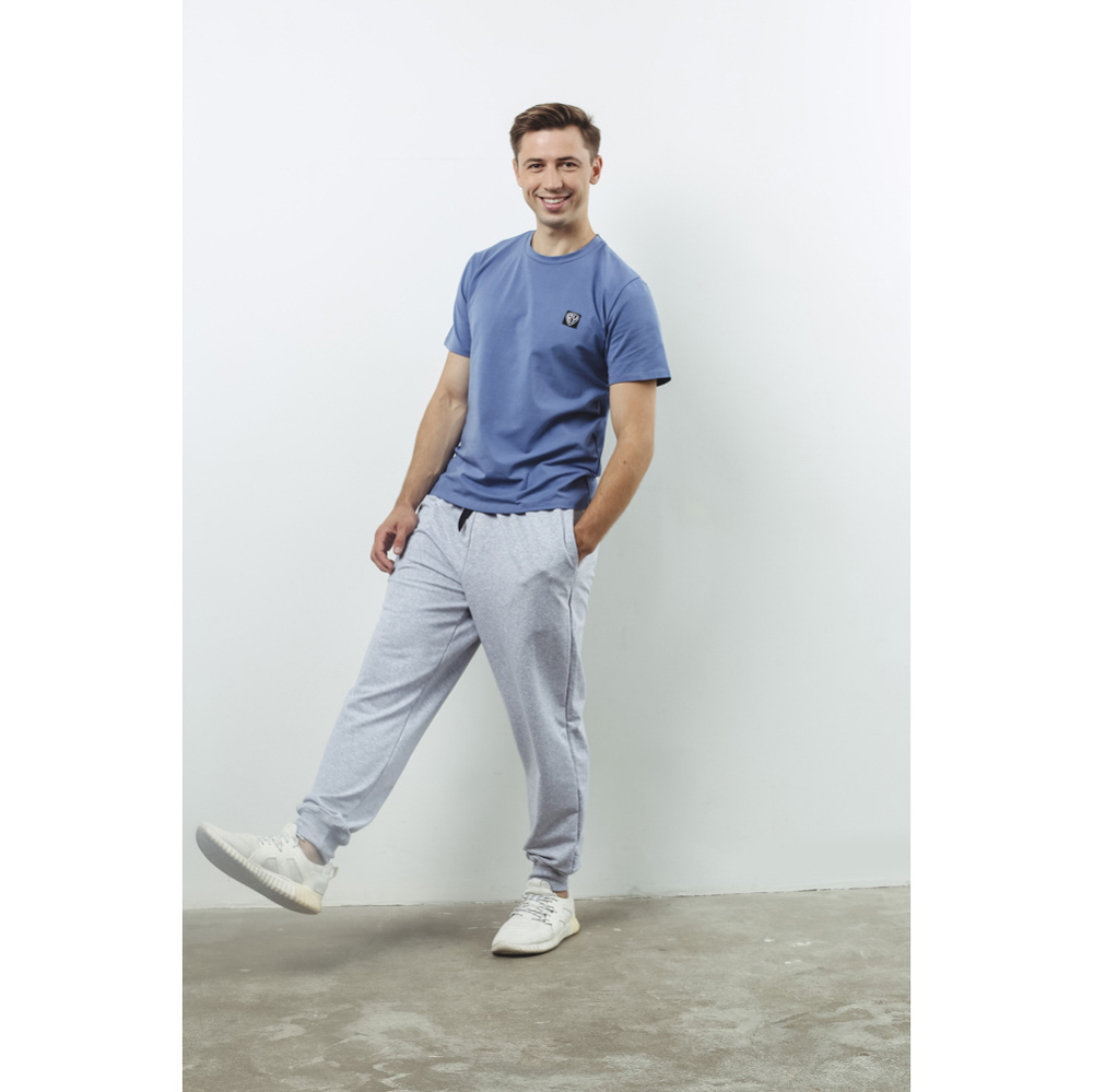 BY Футболка мужская, хлопок / лайкра, размер M, цвет голубой - #1