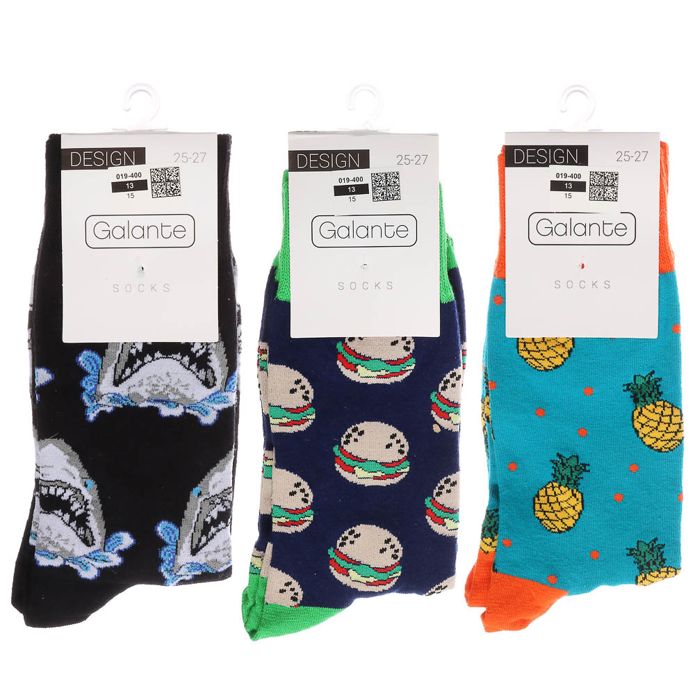 GALANTE Носки фантазийные, р.25-27, 80% хлопок, 20% эластан, разноцветные, #15 - #6
