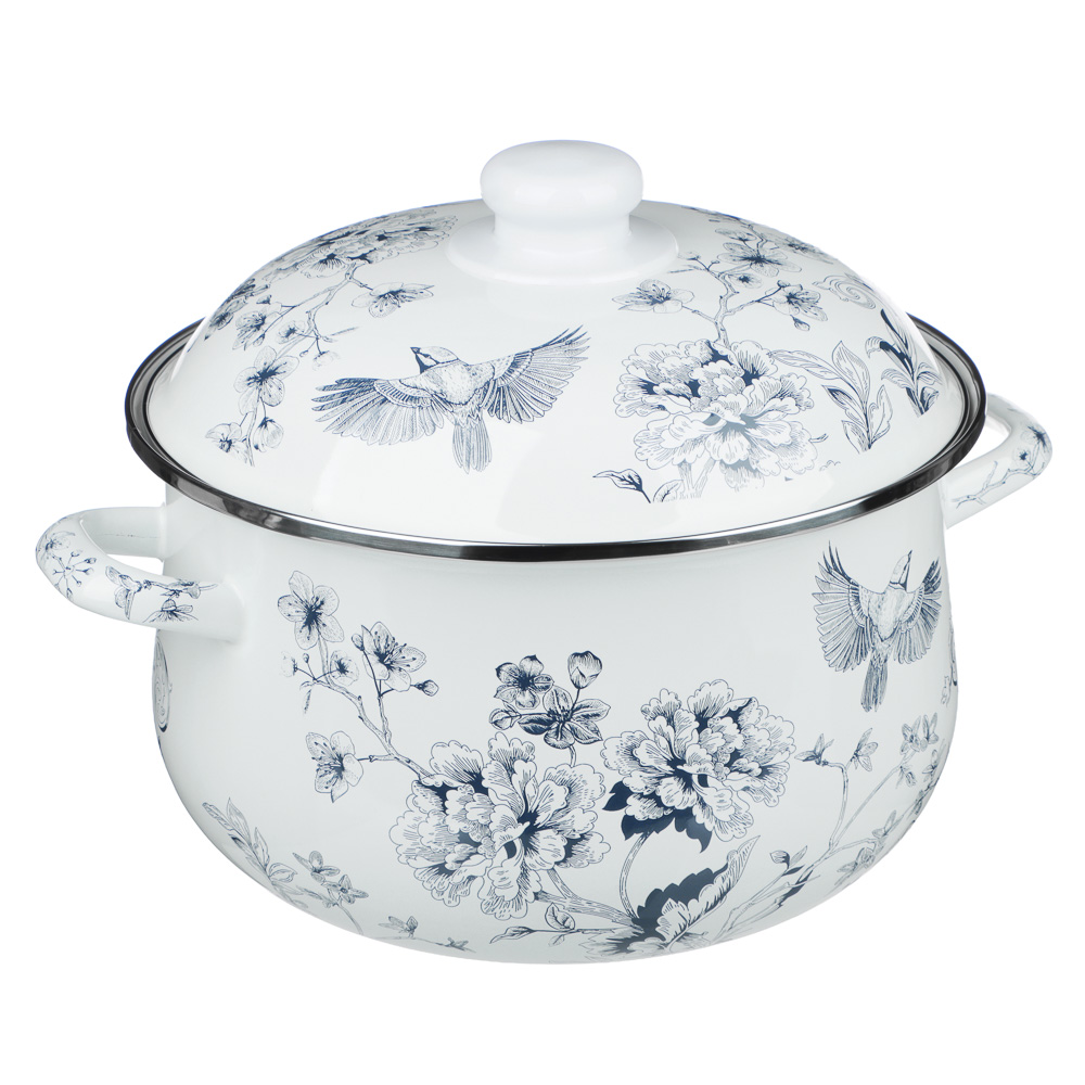 Кастрюля эмалированная тм VETTA Флорал, 24см, 5л, индукция - #2