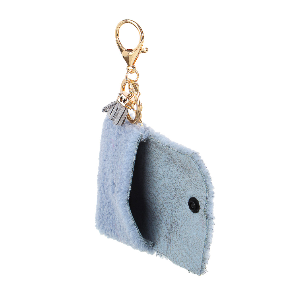 Брелок - кошелек для мелочи, 7x9см, плюш, металлический карабин, 4 цвета - #3