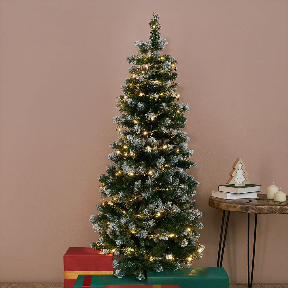 СНОУ БУМ Гирлянда эл. нить росы медь "Золотые звезды", 5м, 50LED, шампань, пост.св., 3хАА - #6