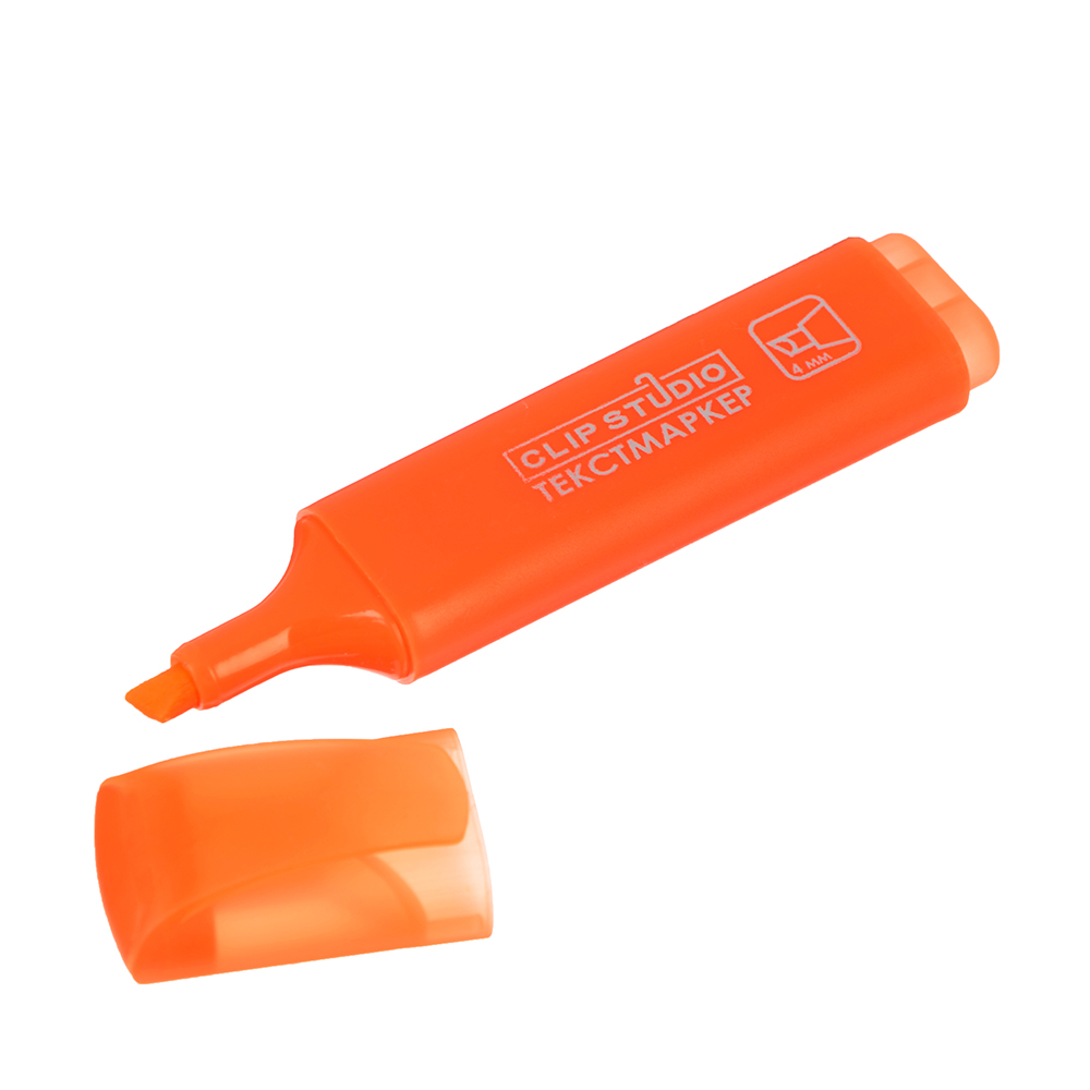 Маркер-выделитель оранжевый, скошенный наконечник, линия 4мм - #2