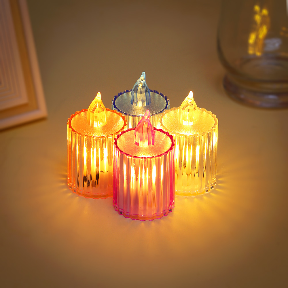 Светильник декор. в виде свечи с LED-подсветкой, 1 режим, полистирол, 3,6х6,5 см, 3хAG10,4цв.,арт.1 - #6