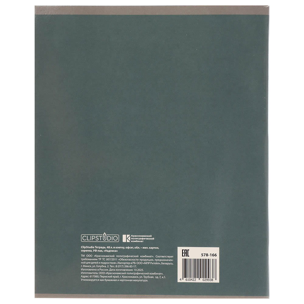 ClipStudio Тетрадь 48л. в клетку, офсет, обл. мел.картон, скрепка, УФ-лак, "Надписи" 4 диз. - #5