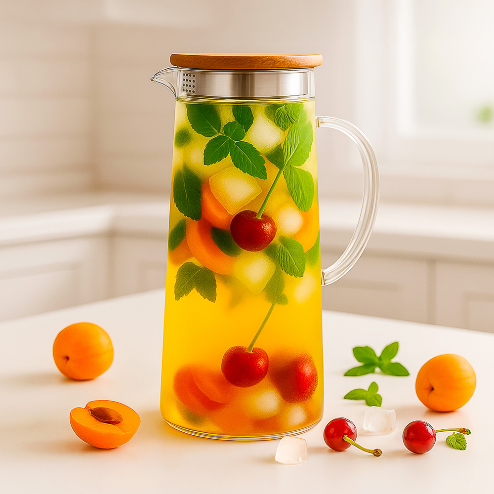 VETTA ЭКО Кувшин 1500мл, с металлическим фильтром, бамбуковая крышка, стекло - #9