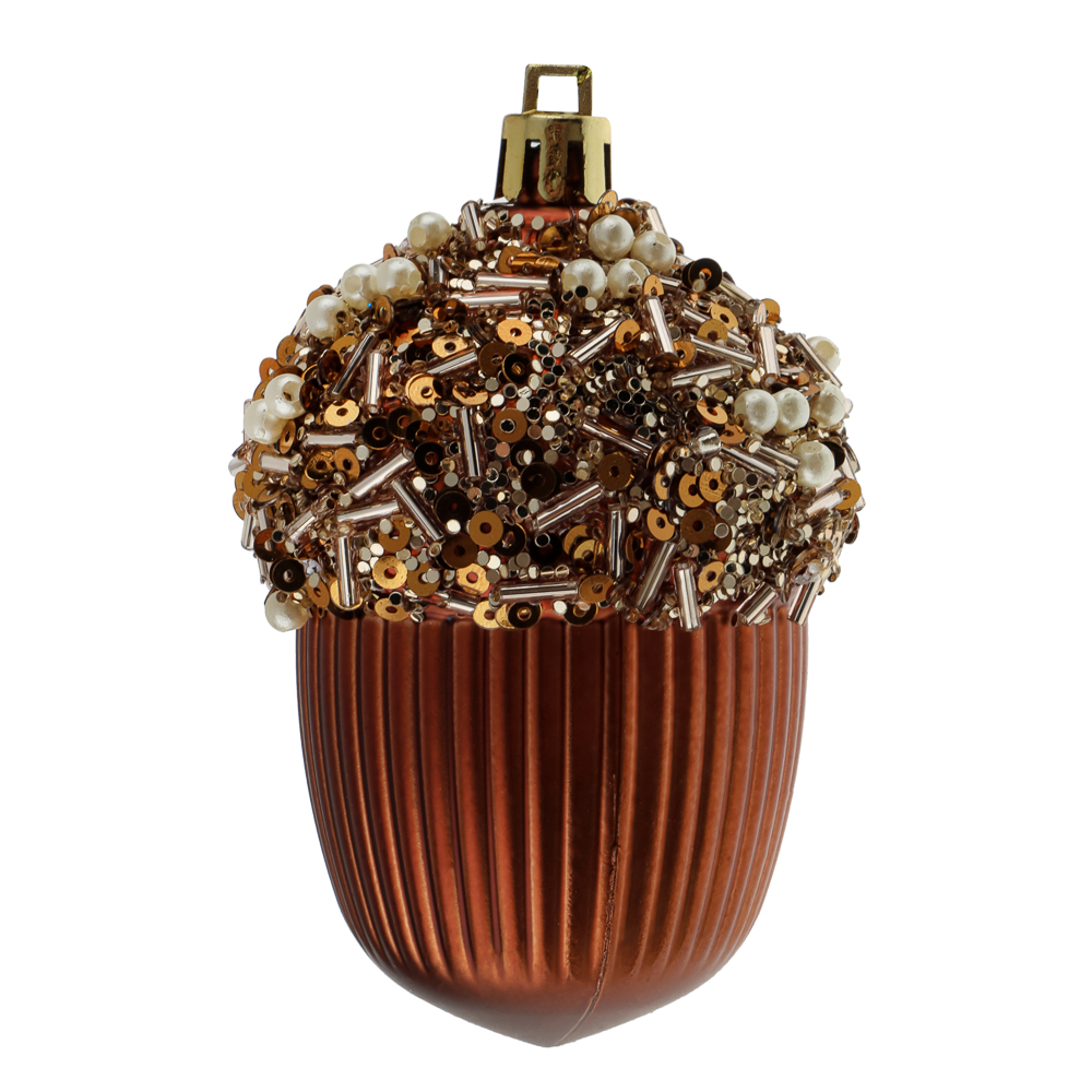 СНОУ БУМ Подвеска декоративная "Желудь" 6х6х9 см 1 шт, пластик, глиттер, 2 цвета - #3