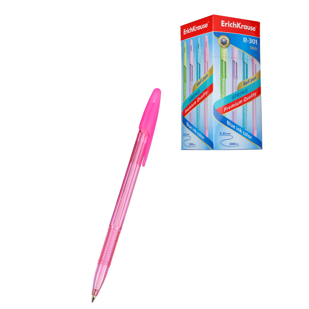Ручка шариковая Erich Krause синяя R-301 "Спринг Стик", наконечник 0,7 мм, 31059 - #1