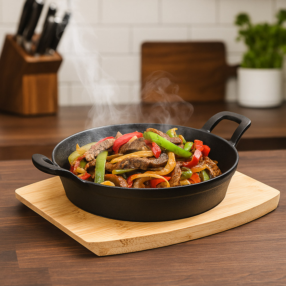 SATOSHI Сковорода мини на подставке из бамбука чугун, круглая, 18см, индукция - #10