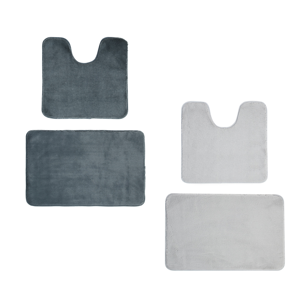 Набор ковриков для ванной комнаты тм VETTA Ленни, искусств.мех, полиэстер, 50x80см+50x50см, 2 цвета - #1