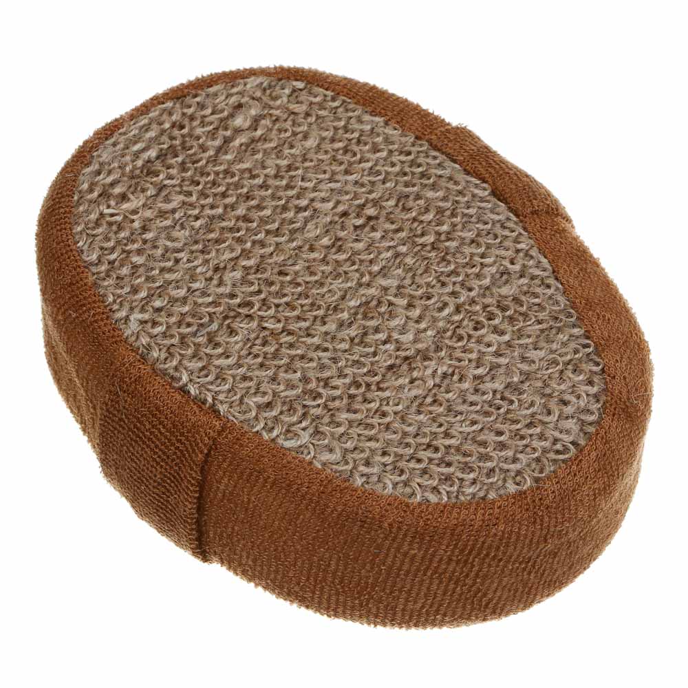 ЮL Мочалка банная объемная овальная на поролоне, рами, хлопок, 14,5х11х4,5см, 3 цвета, МЭ24-01 - #2